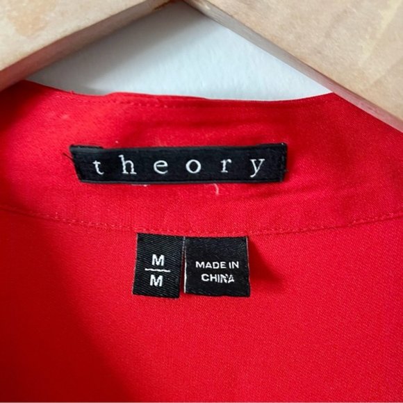 Theory 100% Silk Red Blouse - Picture 5 of 8
